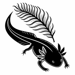 Obraz premium Axolotl vector silhouette black design white background