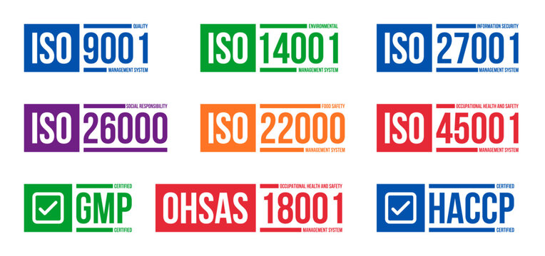 iso management system stamps, vector illustration isolated on white background