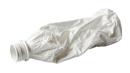 Create A Realistic Plastic Bottle Wrinkled Or Crushed White Background Without Anything Around