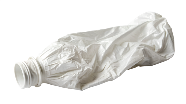 Create A Realistic Plastic Bottle Wrinkled Or Crushed White Background Without Anything Around