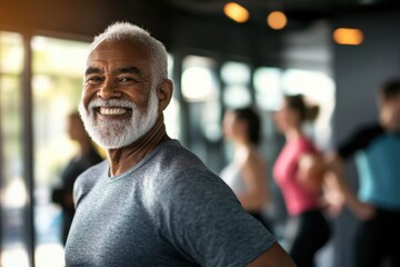 Obraz premium Vibrant gym atmosphere with individuals of all ages motivating and inspiring one another during an energetic workout session