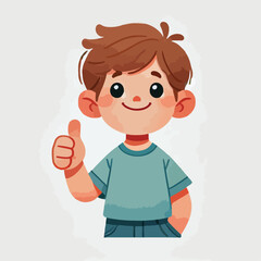vector of little boy giving a thumbs up