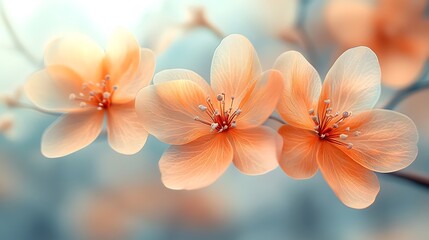 Fototapeta premium Delicate Peach Blossoms Softly Illuminate The Scene