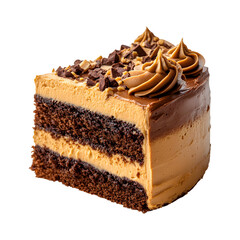 Peanut Butter Cake Slice Isolated on Transparent Background