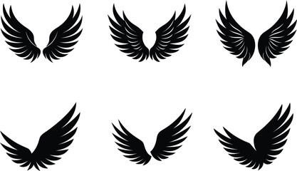 Obraz premium wings set of silhouette. wings icon set vector on white background 