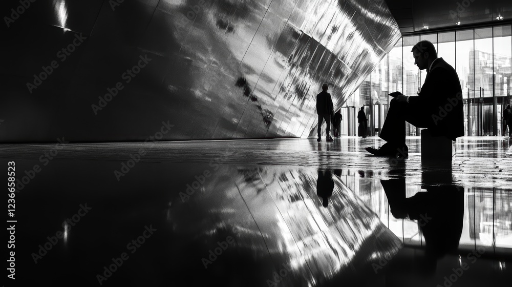 Poster reflective moment captured in serene water setting during twilight hours showcasing a girl in deep t