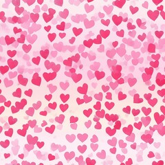 Cascading Heart Shaped Confetti Pattern Wallpaper in Pink and Red