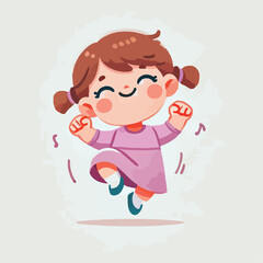 vector of small children dancing happily