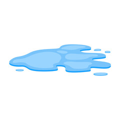 Puddle of water, spill liquid flat design. Vector illustration of a water puddle, featuring a simple and clean design