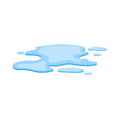 Puddle of water, spill liquid flat design. Vector illustration of a water puddle, featuring a simple and clean design