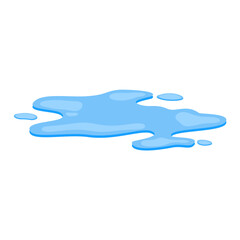 Puddle of water, spill liquid flat design. Vector illustration of a water puddle, featuring a simple and clean design