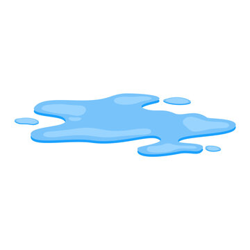 recommend clip art: Puddle of water, spill liquid flat design. Vector illustration of a water puddle, featuring a simple and clean design