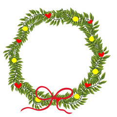 christmas easter valentines day wreath leaves with lights and heart love bow red ribbon photo text frame border ornament element holidays clipart sticker png transparent