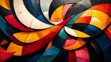 Abstract Colorful Swirling Geometric Painting