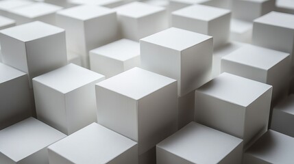A Large Group of White Cubes Arranged in a Geometric Pattern Creating a Minimalistic and Modern Aesthetic with a Clean and Bright Visual Appeal Ideal for Abstract and Contemporary Themes