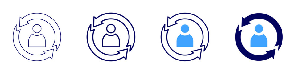 Rotate icon in 4 different styles. Thin Line, Line, Bold, and Bold Line. Duotone style. Editable stroke