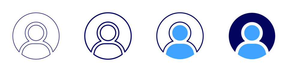 User login icon in 4 different styles. Thin Line, Line, Bold, and Bold Line. Duotone style. Editable stroke