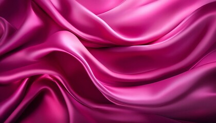 Obraz premium Deep pink silk satin fabric. Elegant abstract background. Liquid wave effect or silk with soft wavy folds. 