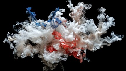 Abstract Ink Swirls In Red White And Blue Hues