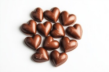 Fototapeta premium Chocolate candy in the shape of a heart, isolated on a white backdrop. Generative Ai
