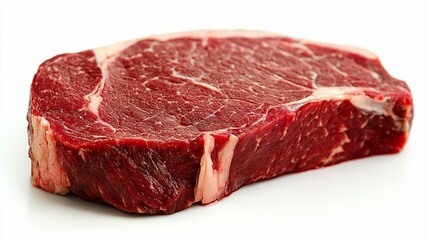 Obraz premium Fresh Raw Ribeye Steak on Isolated White Background for Culinary and Food Photography, Ideal for Cooking Shows, Recipes, Advertising, and Meat Dishes