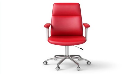 Obraz premium office chair with monochrome single red color in red background,single color, 3d Icon, 3d rendering, household objects