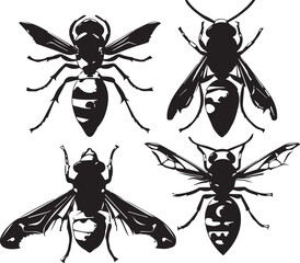 Set Bees. Hand drawn vector illustration	