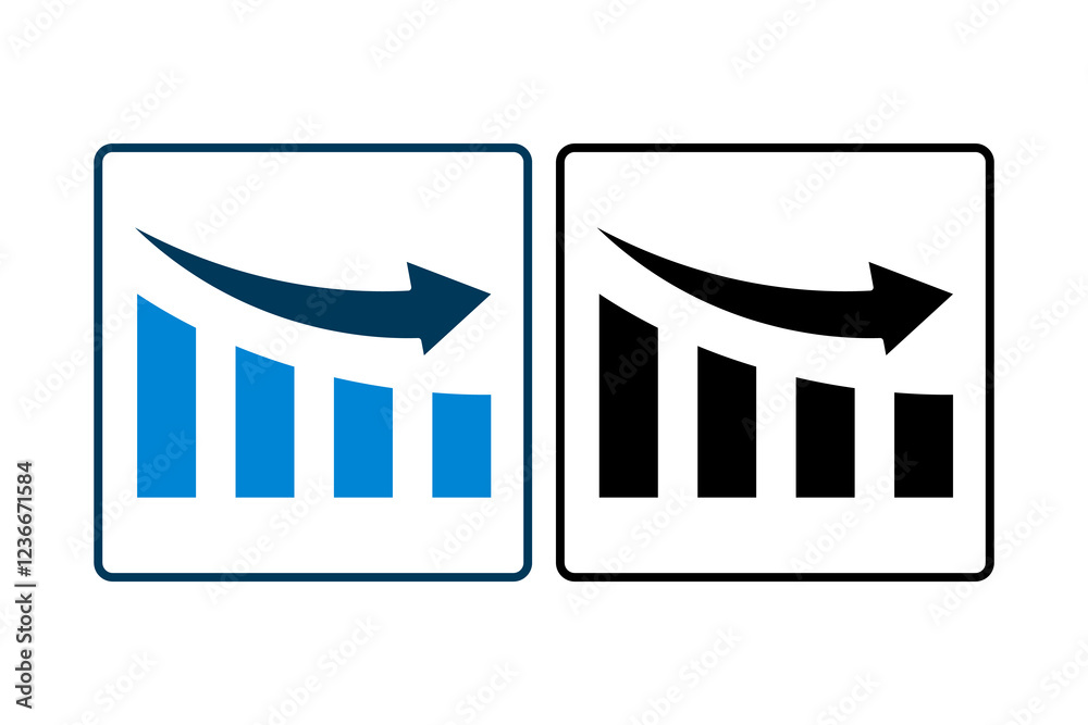 Poster bar chart with arrow icon vector. icon related to graph and seo . suitable for web site, app, user i