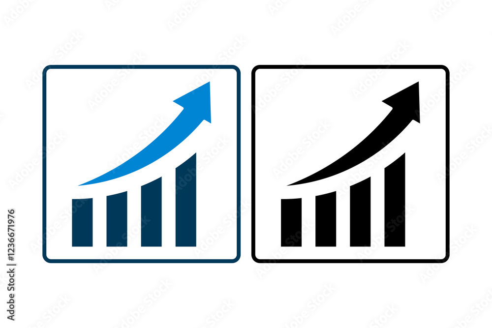 Poster bar chart with arrow icon vector. icon related to graph and seo . suitable for web site, app, user i