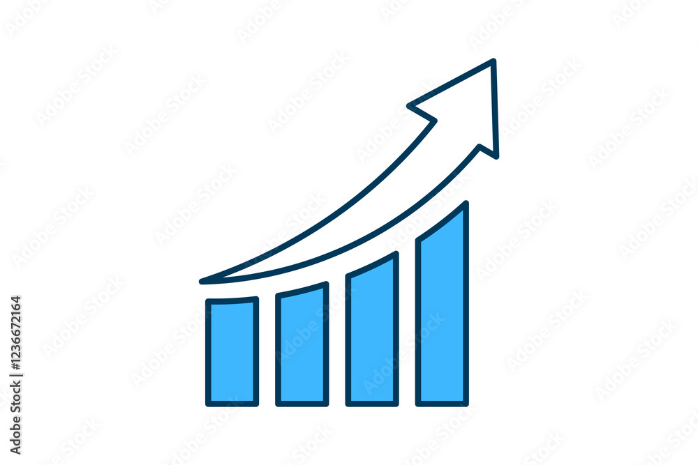 Poster bar chart with arrow icon vector. icon related to graph and seo . suitable for web site, app, user i