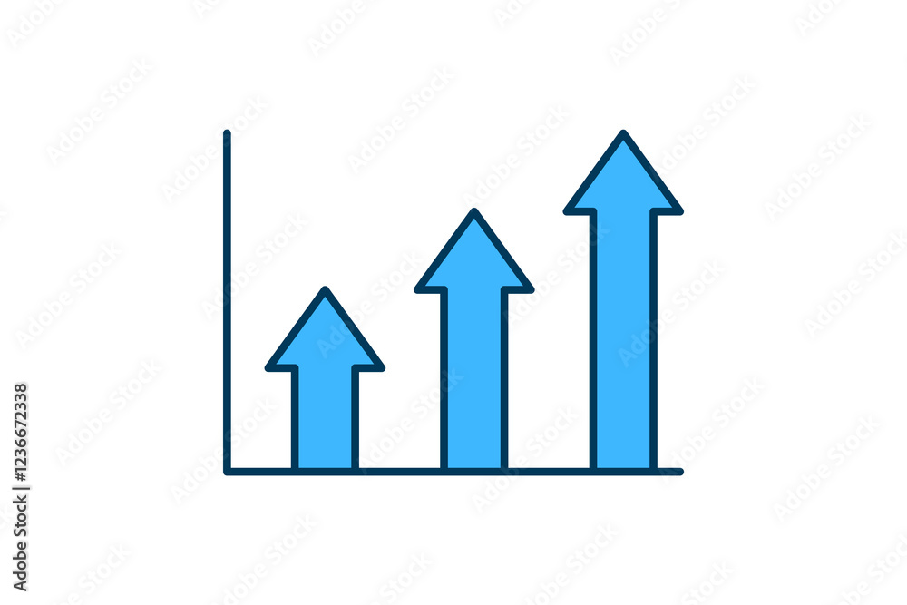 Poster arrow chart icon vector. icon related to graph and seo . suitable for web site, app, user interfaces