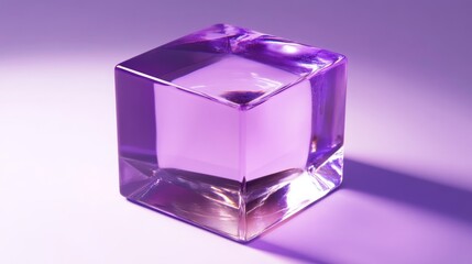 3d crystal light holographic glass cube vector isolated icon. Realistic geometric translucent block shape set with purple hologram refraction on different view. Futuristic gradient material clipart