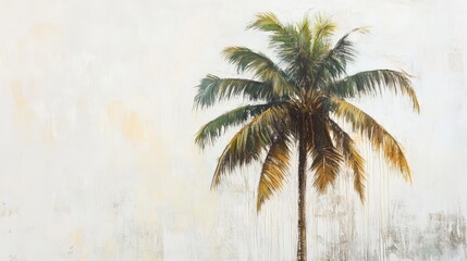 Coconut palm tree isolated on white background. Tropical foliage