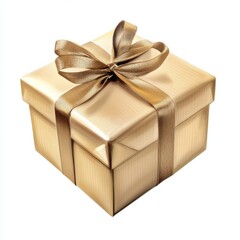 Golden gift box with shiny ribbon perfect for celebrations and special occasions