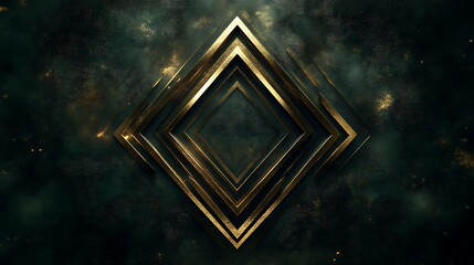 Gold Geometric Diamond Shape on Dark Green Background