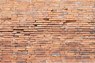 Red grunge bricks wall texture or background..