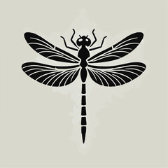 vector black silhouette of dragonfly insect