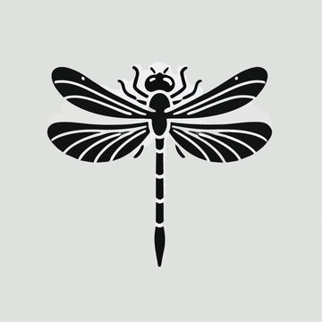 recommend clip art: vector black silhouette of dragonfly insect