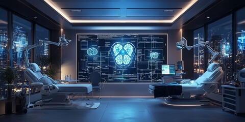 Fototapeta premium Advanced Medical Technology in a High-Tech Brain Research Facility