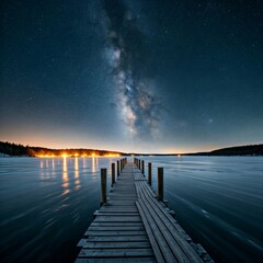 Fototapeta premium Milky Way Over a Frozen Lake