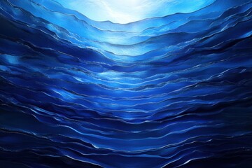 Abstract Blue Waves A Serene Underwater Digital Illustration