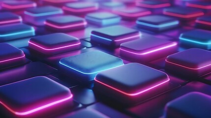 Fototapeta premium Abstract Neon Cubes Illuminated Array