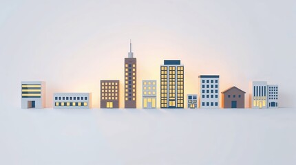 Obraz premium Paper cutout city skyline with illuminated buildings