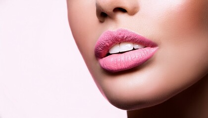 Naklejka premium Sensual mouth. Beauty sensual pink lips.