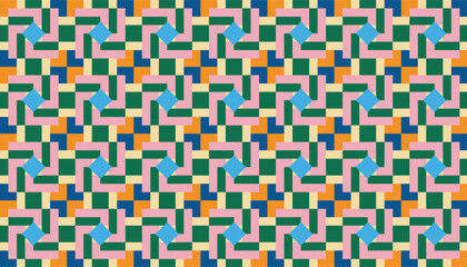 Seamless geometric pattern combination of colorful shapes. Perfect for printing, backgrounds, designs, wallpaper and tiles.