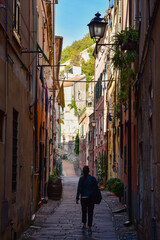 Liguria, Italy. The medieval village of Finalborgo, one of the most beautiful villages of Italy.