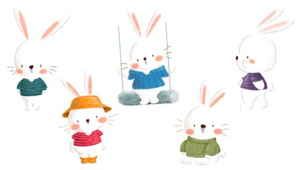 cute bunny illustrations clipart . symbol of Easter. cute drawing for kids digital drawing. decoration for postcard