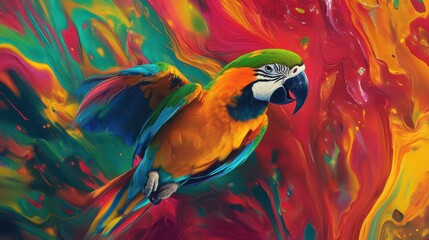 Fototapeta premium Colorful Parrot on Vibrant Background