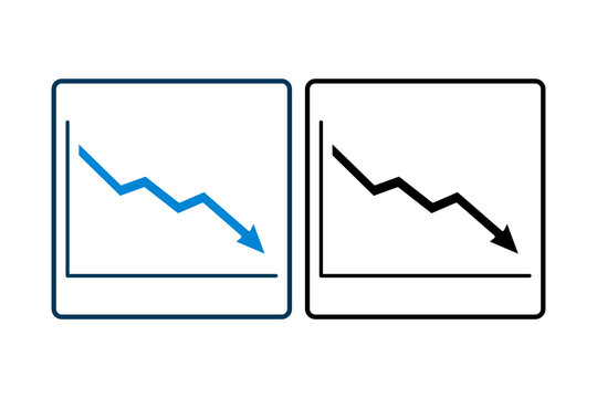 arrow chart down icon. Icon related to graph and seo . suitable for web site, app, user interfaces, printable etc. solid icon style. simple vector design editable