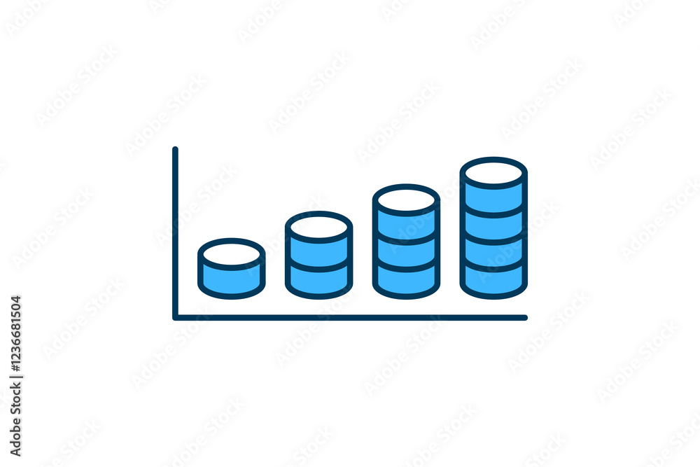 Poster coin chart up icon. icon related to graph and seo . suitable for web site, app, user interfaces, pri